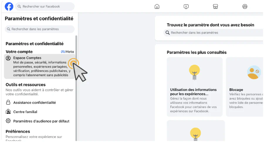 Accédez à l'Espace comptes