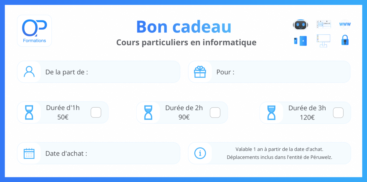 Bon cadeau OP-Formations - Recto