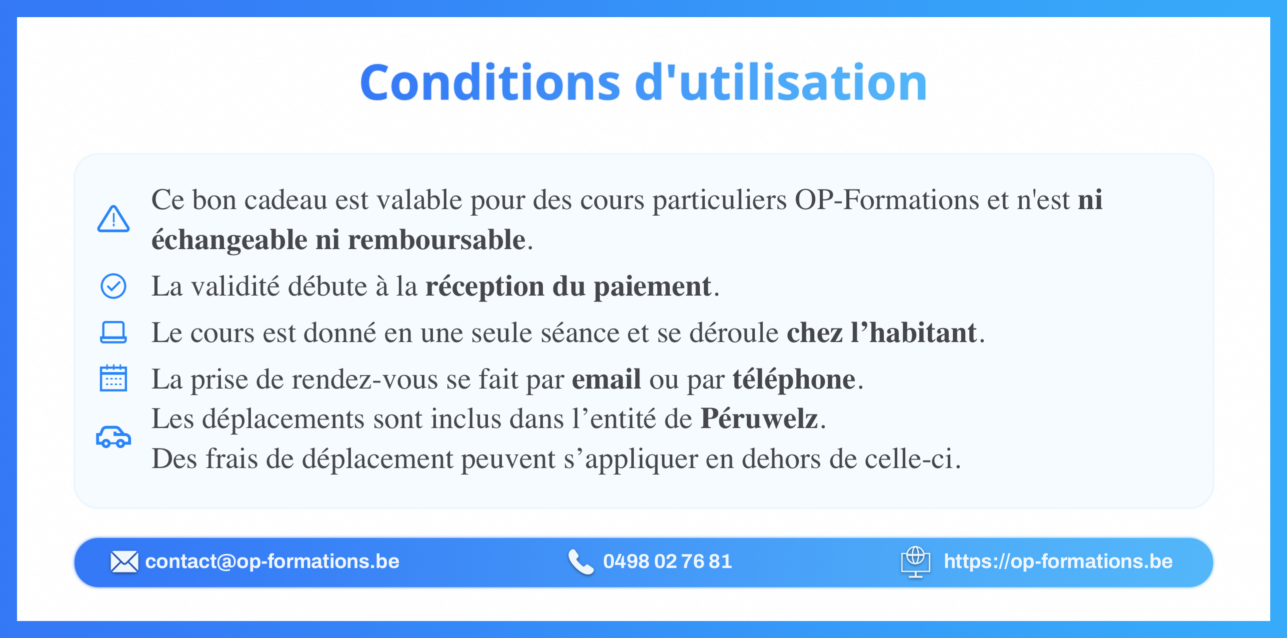 Bon cadeau OP-Formations - Verso