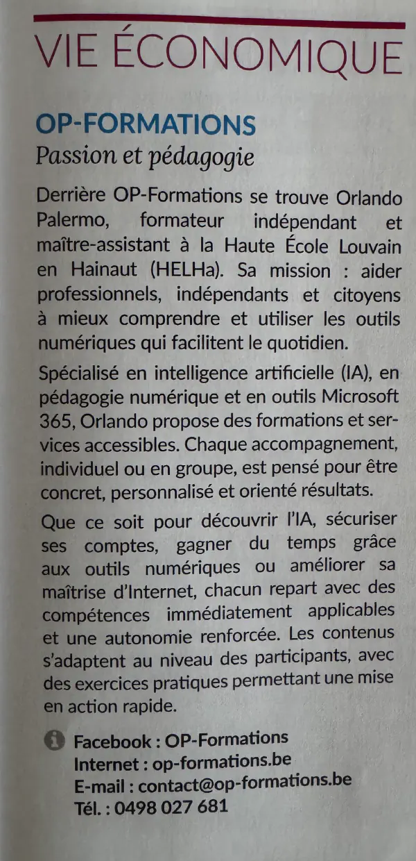 Apparition dans le magazine de Péruwelz
